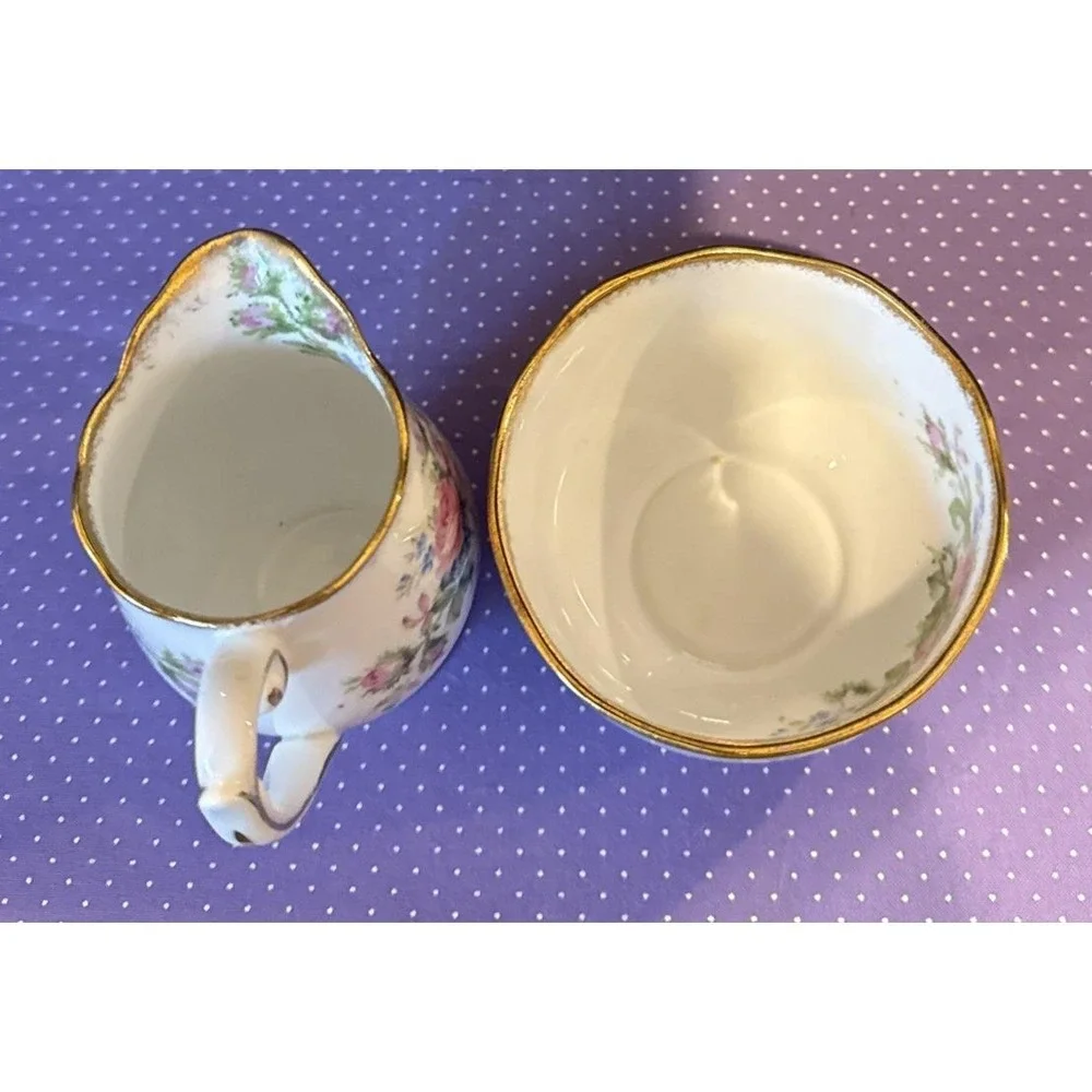 Royal Albert Moss Rose Bone China Mini Creamer Sugar Bowl Vintage‎ Victorian